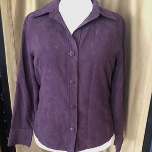 Sonoma Suede Purple Button n Cuff Long-sleeve Women